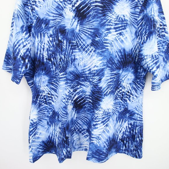 Lands' End Rash Guard Size Large Blue Tie Dye Short Sleeve Shirt UPF Elbow NWT - Picture 3 of 9
